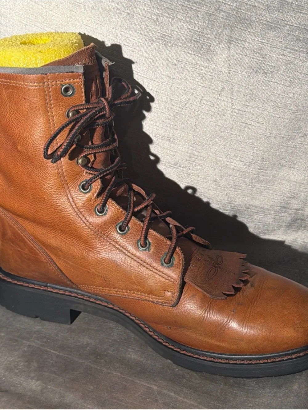 Ariat Men’s Heritage Lacer Western Work Boots Distressed Brown Size 12D